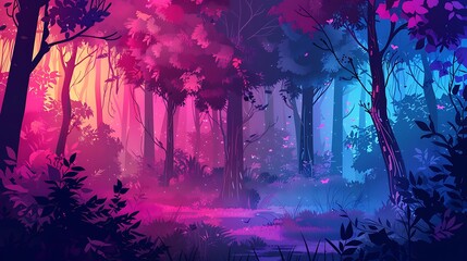 Canvas Print - Enchanted Forest with Purple and Blue Hues