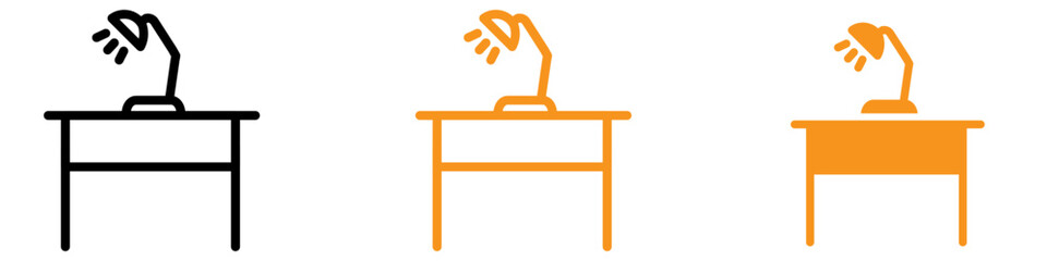 Poster - Organized Desk with Lamp Icon for Office and Workspace Themes Essential for Productivity and Home Office Setup Illustrations