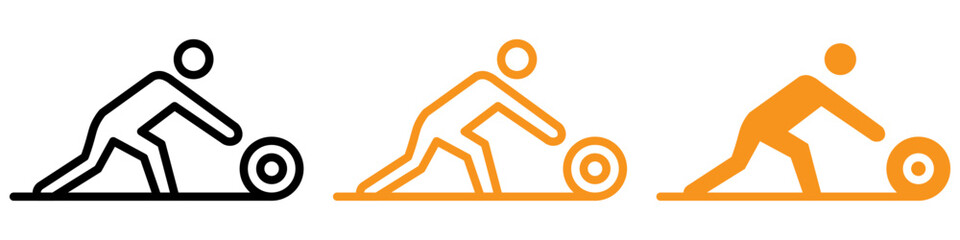Poster - Neat Man Rolling Carpet Mat Icon for Cleaning and Home Maintenance Graphics Essential for Representing Carpet Care and Housekeeping