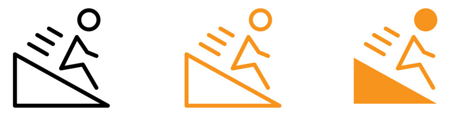 Aufkleber - Fun Man Sliding on Slope Icon for Winter Sports and Recreation Graphics Ideal for Representing Sledding and Snow Activities
