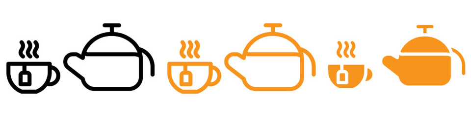 Poster - Steaming Teapot with Teabag on Cup Icon for Tea and Beverage Graphics Perfect for Representing Tea Service and Hot Beverages