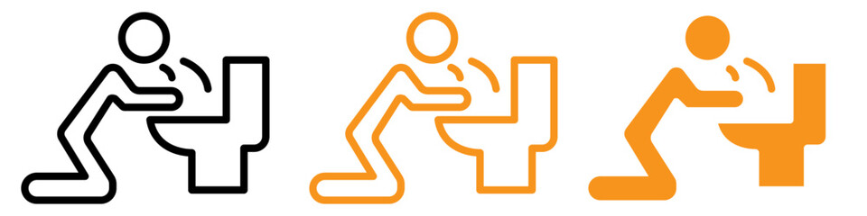 Poster - Unwell Vomiting in Bathroom Icon for Health and Hygiene Graphics Essential for Representing Sickness and Hygiene Concerns
