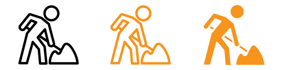 Aufkleber - Hardworking Worker Digging Icon for Construction and Labor Graphics Essential for Representing Manual Labor and Construction Work