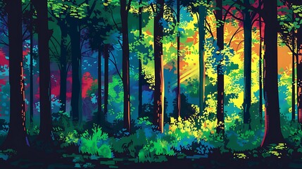 Canvas Print - Vibrant Forest Landscape