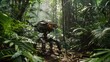 © UMAR SALAM - An AI-powered robot conducting a detailed environmental survey in a dense rainforest.