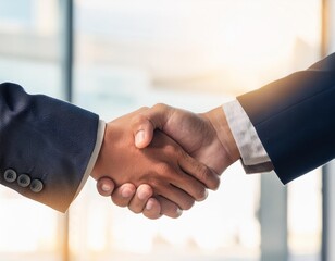 A close-up of a handshake between two business partners