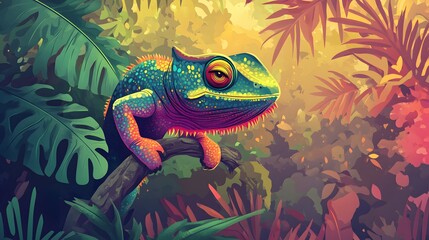 Sticker - Chameleon in the Jungle.