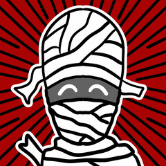 Canvas Print - mummy cartoon on red background