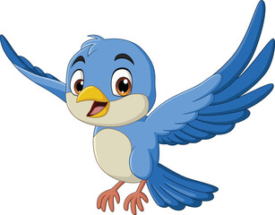 Wall Mural - illustration of cartoon happy bird flying
