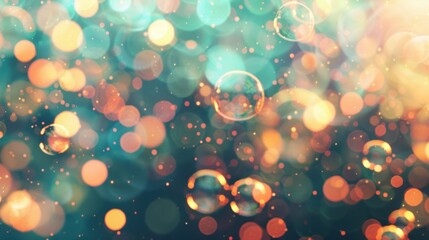 Poster - Delicate bubbles float gracefully amidst a vibrant bokeh backdrop, creating an enchanting visual effect