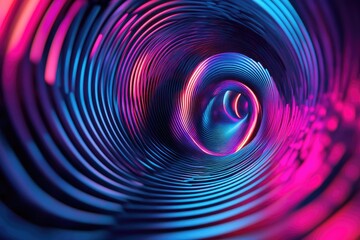 Canvas Print - Abstract Swirling Pattern with Neon Blue and Pink Lines