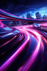 Wall Mural - Neon Glow: Urban Nightlife and Fast Cars