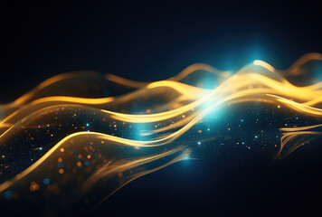 Wall Mural - Luminous Golden Waves in Dynamic Motion