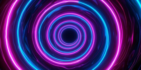 Poster - Vibrant Neon Light Rings Abstract Glow Background with dynamic colors and futuristic design