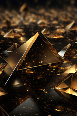 Sticker - Luxurious Golden Geometric Shapes on Dark Background