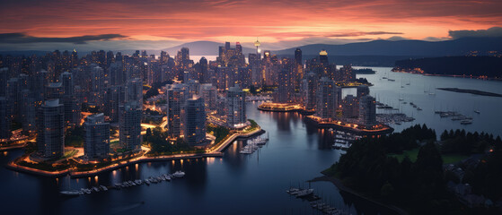 Wall Mural - Urban Twilight: Majestic Cityscape at Dusk