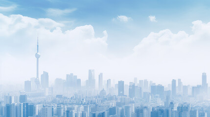 Poster - Urban Dreamscape: City Skyline and Clouds