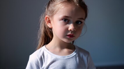 Wall Mural -  girl staring in front of camera, red lipper on,