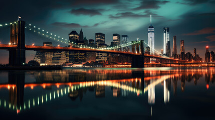 Wall Mural - Illuminated City Skyline at Night