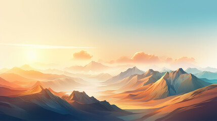 Sticker - Serene Sunset Over Mountain Landscape