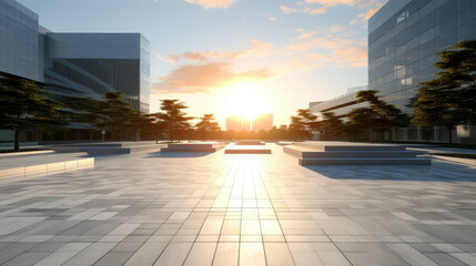 Sticker - Sunrise Over Modern Urban Plaza