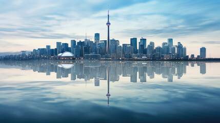 Wall Mural - Stunning City Skyline Reflected on Water