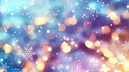 Aufkleber - Festive backdrop with blurred lights and snowflakes