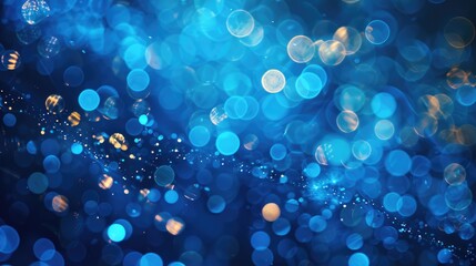 Poster - Festive elegant abstract background with blurred blue bokeh lights