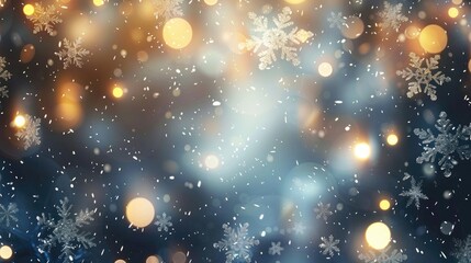 Aufkleber - Festive backdrop with blurred lights and snowflakes