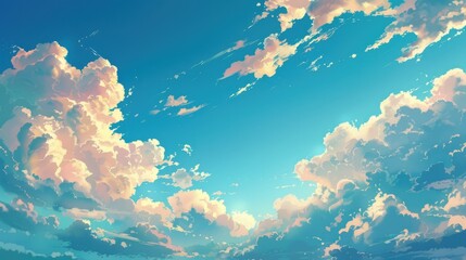 Fluffy clouds in the sky