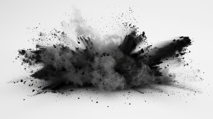 Aufkleber - Halting black powder explosion in motion on white surface