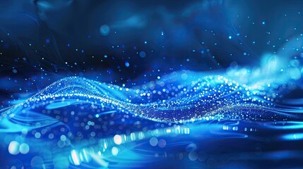 Aufkleber - Abstract Blue Background with Glowing Particles and Bokeh Lights