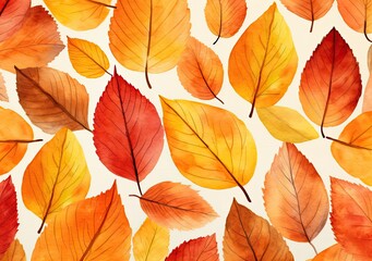 Watercolor autumn leaves pattern