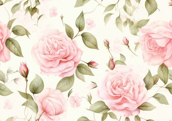 Sticker - Pink roses on white background