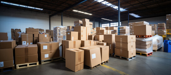 Sticker - Spacious Warehouse Full of Cardboard Shipping Boxes