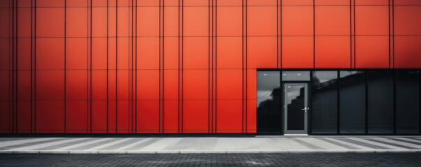 Sticker - Modern Corporate Office Entrance with Red Facade