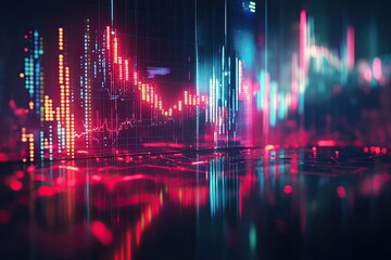 Poster - Abstract Stock Market Data Display with Neon Lights