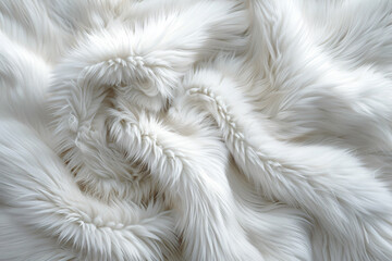 Poster - White fur background, close-up of animal hair texture. White fox or rabbit pelt pattern for design and decoration in nature concept. Flat lay. copy space for text