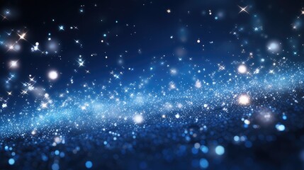 Poster - Enchanting Blue Glitter Lights Bokeh Background