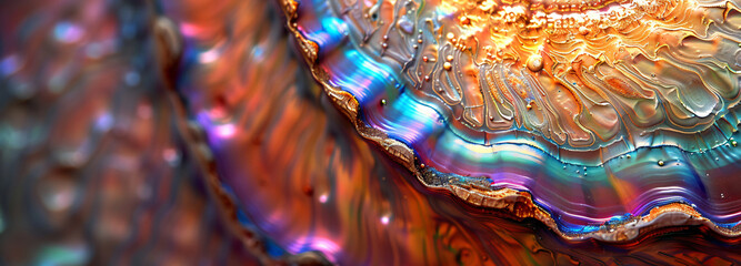 Aufkleber - colorful iridescent abalone shell texture, macro photography in the style of nature.