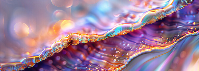 Poster - colorful iridescent abalone shell texture, macro photography in the style of nature.