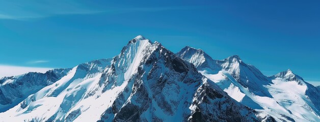 Poster - Majestic Snow-Capped Mountains under Clear Blue Sky