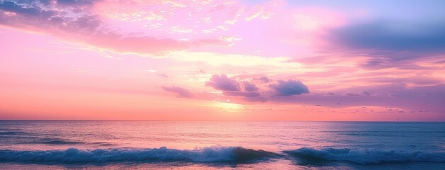 Poster - Tranquil Sunset Horizon with Calm Ocean Waves