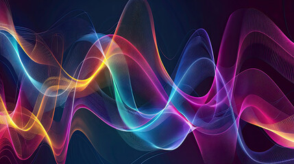 Poster - Abstract background with flowing particles. 3d abstract sci-fi user interface concept with gradient dots and lines. Digital cyberspace, high tech, technology concept.