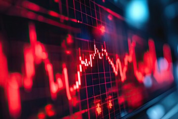 Poster - Red Line Graph on a Dark Screen with Grid Lines and Bokeh Lights