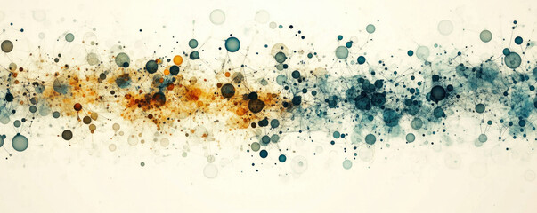 Poster - A line of dots with a blue and orange stripe. The dots are of different sizes and colors
