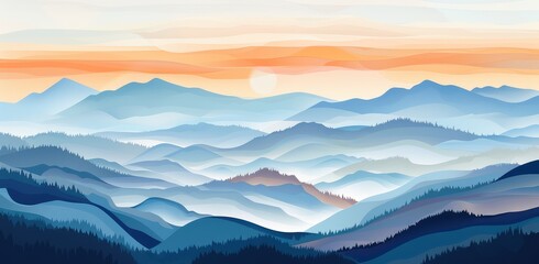 Canvas Print - Serene Sunset Over Layered Mountain Ranges