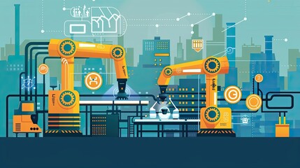 Poster - Robotic Arms Working in a Factory Setting