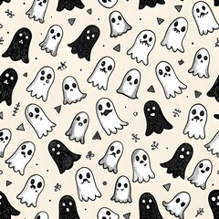 Wall Mural - Halloween ghost seamless pattern. background. Texture for print, textile, fabric