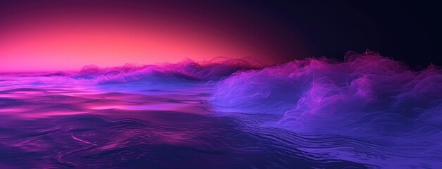 Poster - Surreal Neon Waves in Purple and Pink Tones